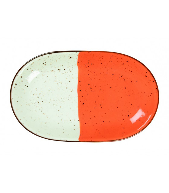 ASSIETTE OVALE SANS AILE 32X20CM HELIOS BLANC IVOIRE & ORANGE SARREGUEMINES dans SARREGUEMINES