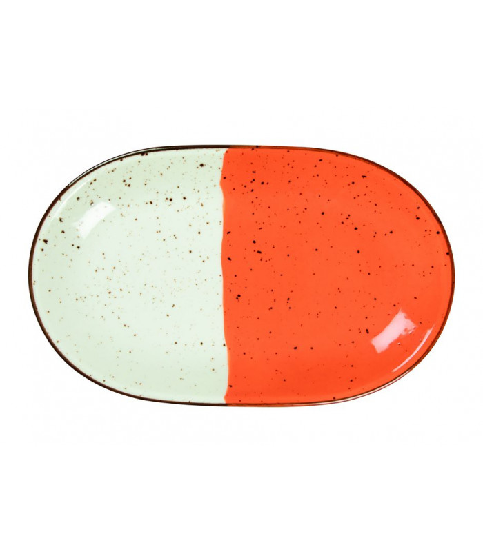 ASSIETTE OVALE SANS AILE 32X20CM HELIOS BLANC IVOIRE & ORANGE SARREGUEMINES dans SARREGUEMINES
