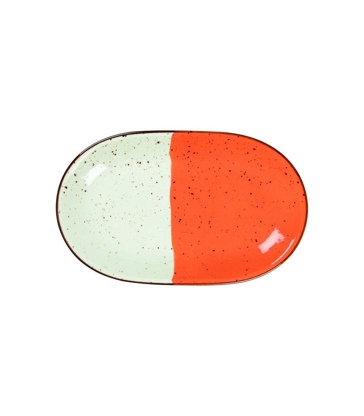 ASSIETTE OVALE SANS AILE 32X20CM HELIOS BLANC IVOIRE & ORANGE SARREGUEMINES dans SARREGUEMINES