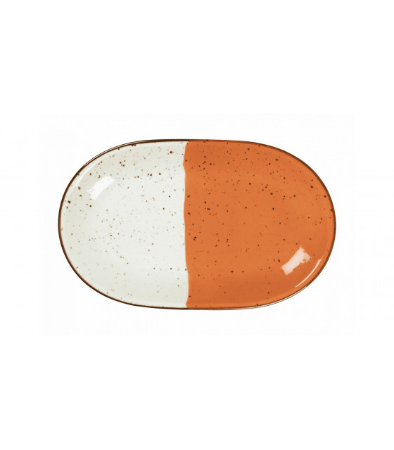ASSIETTE OVALE SANS AILE 32X20CM HELIOS BLANC IVOIRE & ORANGE SARREGUEMINES dans SARREGUEMINES