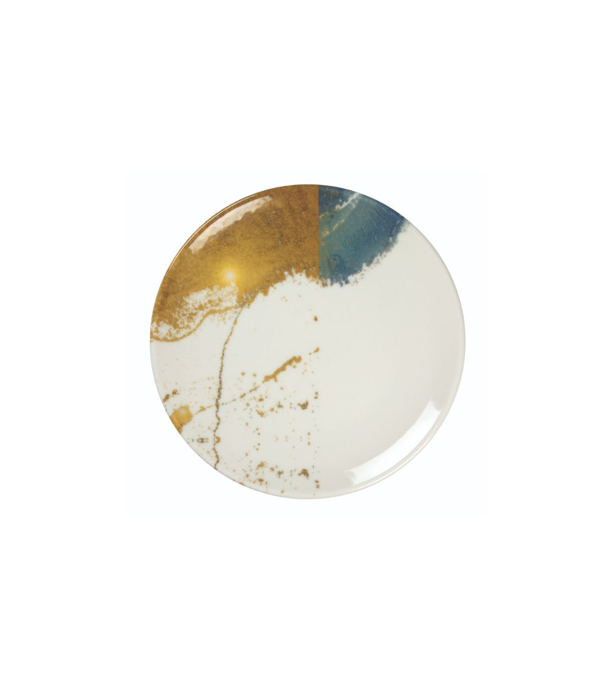ASSIETTE PLATE SANS AILE Ø21CM DIONYSOS BLANC BLEU & OR SARREGUEMINES dans SARREGUEMINES