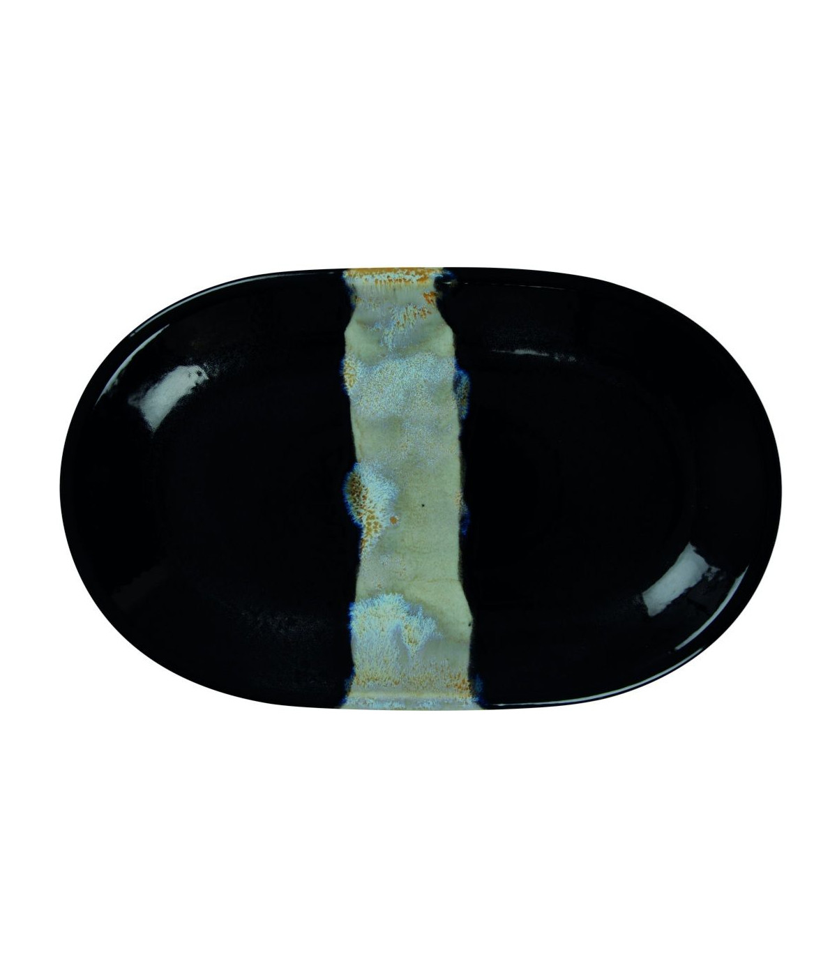 ASSIETTE OVALE SANS AILE 32X20CM CIRCE NOIR & NACRE SARREGUEMINES dans SARREGUEMINES