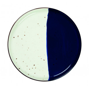 ASSIETTE PLATE BORD DROIT Ø27CM POSEIDON BLANC IVOIRE & BLEU SARREGUEMINES dans SARREGUEMINES