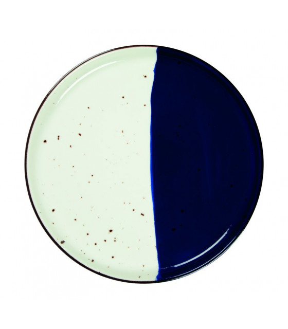 ASSIETTE PLATE BORD DROIT Ø27CM POSEIDON BLANC IVOIRE & BLEU SARREGUEMINES dans SARREGUEMINES