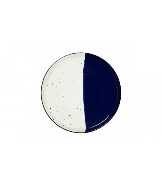 ASSIETTE PLATE BORD DROIT Ø27CM POSEIDON BLANC IVOIRE & BLEU SARREGUEMINES dans SARREGUEMINES