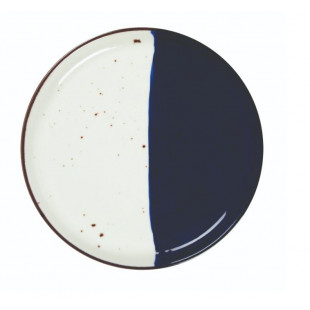 ASSIETTE PLATE BORD DROIT Ø21CM POSEIDON BLANC IVOIRE & BLEU SARREGUEMINES dans SARREGUEMINES