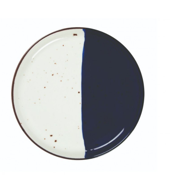 ASSIETTE PLATE BORD DROIT Ø21CM POSEIDON BLANC IVOIRE & BLEU SARREGUEMINES dans SARREGUEMINES