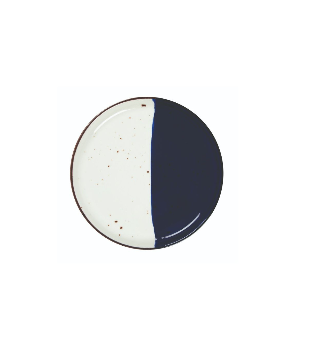ASSIETTE PLATE BORD DROIT Ø21CM POSEIDON BLANC IVOIRE & BLEU SARREGUEMINES dans SARREGUEMINES