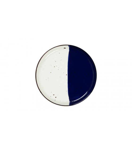 ASSIETTE PLATE BORD DROIT Ø21CM POSEIDON BLANC IVOIRE & BLEU SARREGUEMINES dans SARREGUEMINES