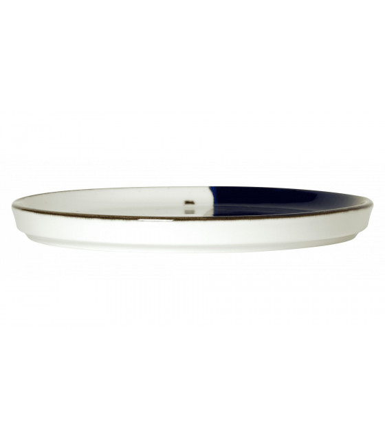 ASSIETTE PLATE BORD DROIT Ø21CM POSEIDON BLANC IVOIRE & BLEU SARREGUEMINES dans SARREGUEMINES