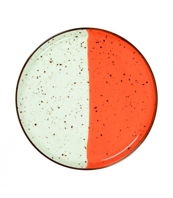 ASSIETTE PLATE BORD DROIT Ø27CM HELIOS BLANC IVOIRE & ORANGE SARREGUEMINES dans SARREGUEMINES