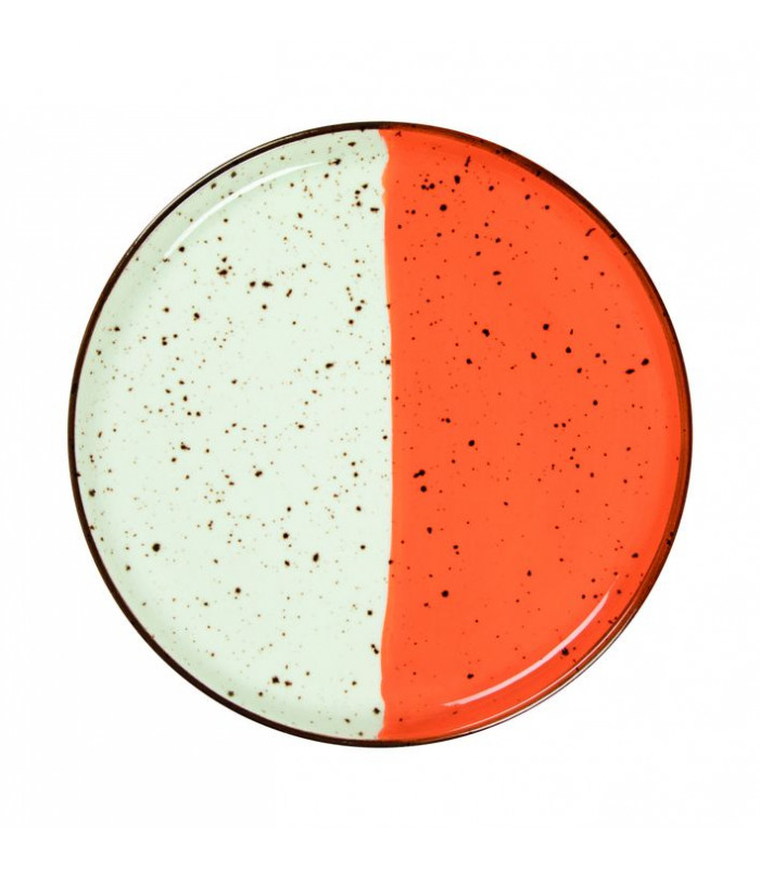 ASSIETTE PLATE BORD DROIT Ø27CM HELIOS BLANC IVOIRE & ORANGE SARREGUEMINES dans SARREGUEMINES