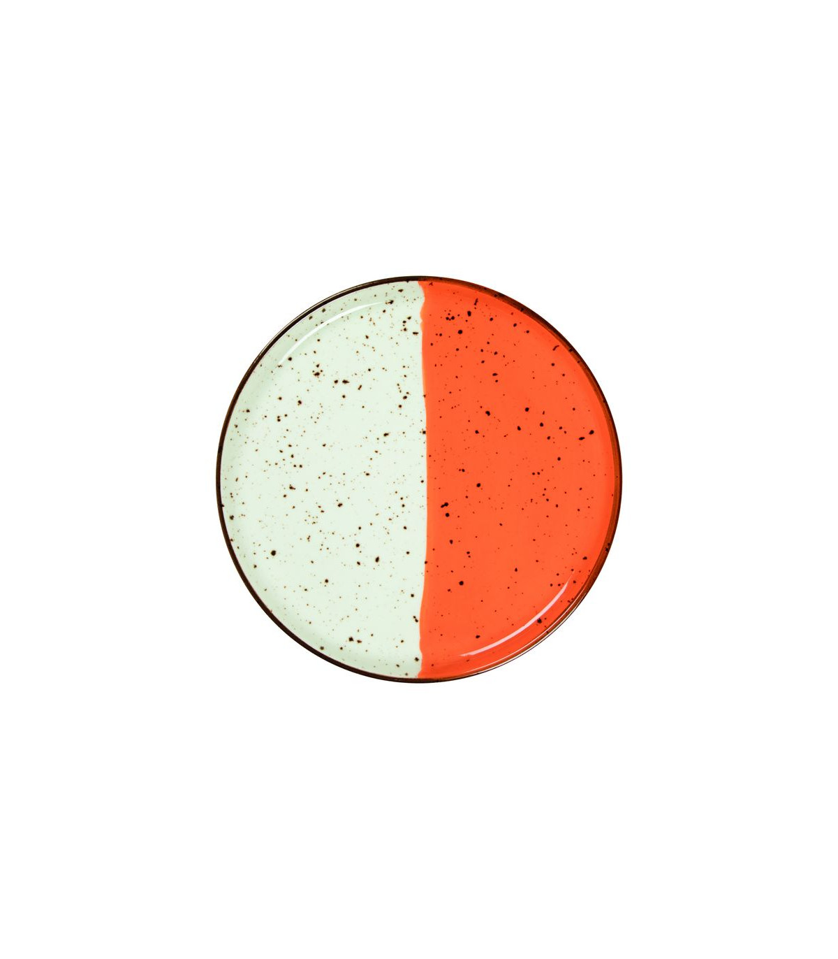 ASSIETTE PLATE BORD DROIT Ø27CM HELIOS BLANC IVOIRE & ORANGE SARREGUEMINES dans SARREGUEMINES