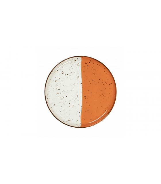 ASSIETTE PLATE BORD DROIT Ø27CM HELIOS BLANC IVOIRE & ORANGE SARREGUEMINES dans SARREGUEMINES