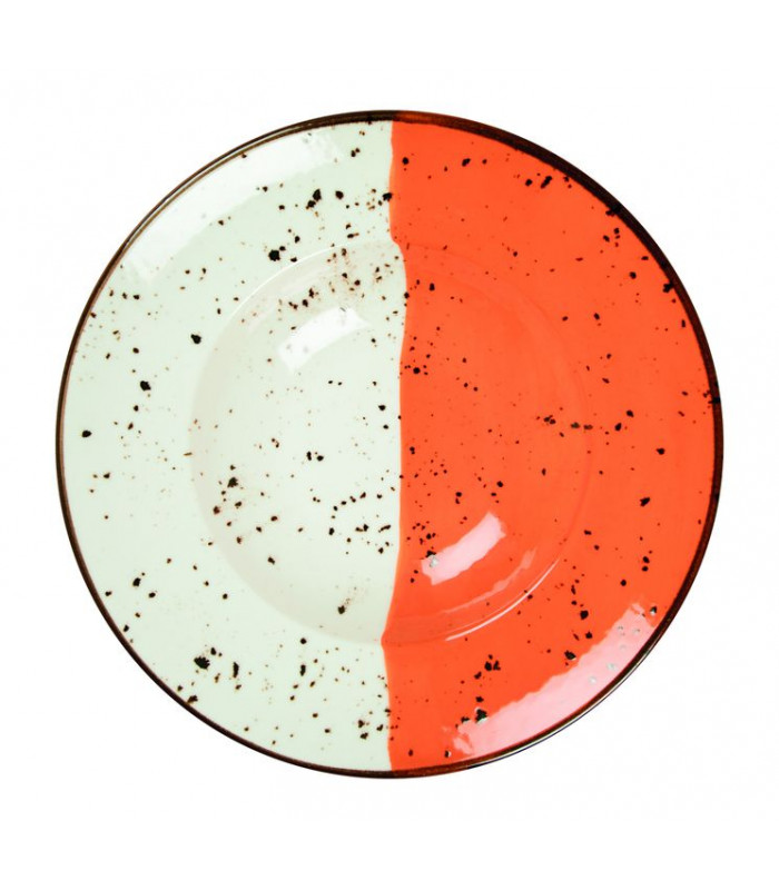 ASSIETTE A PATE Ø27CM HELIOS BLANC IVOIRE & ORANGE SARREGUEMINES dans SARREGUEMINES