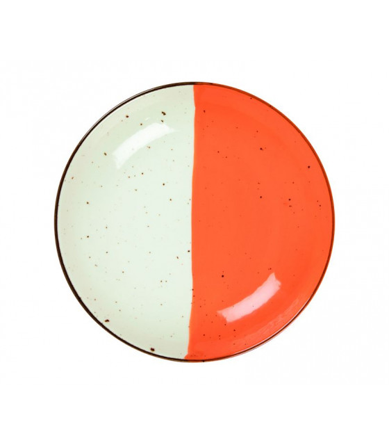 ASSIETTE CREUSE Ø25CM HELIOS BLANC IVOIRE & ORANGE SARREGUEMINES dans SARREGUEMINES