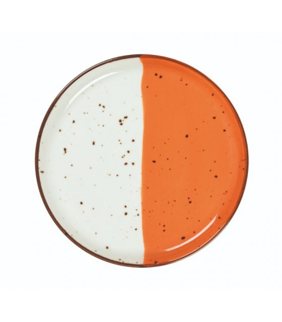 ASSIETTE PLATE BORD DROIT Ø21CM HELIOS BLANC IVOIRE & ORANGE SARREGUEMINES dans SARREGUEMINES