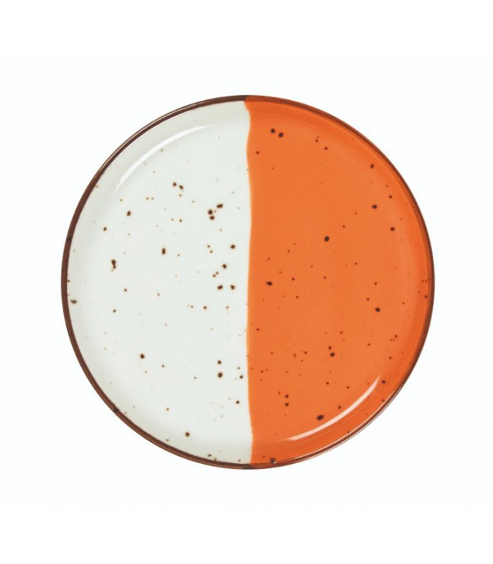 ASSIETTE PLATE BORD DROIT Ø21CM HELIOS BLANC IVOIRE & ORANGE SARREGUEMINES dans SARREGUEMINES