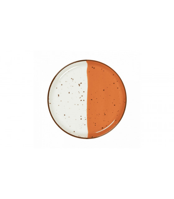ASSIETTE PLATE BORD DROIT Ø21CM HELIOS BLANC IVOIRE & ORANGE SARREGUEMINES dans SARREGUEMINES