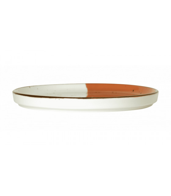 ASSIETTE PLATE BORD DROIT Ø21CM HELIOS BLANC IVOIRE & ORANGE SARREGUEMINES dans SARREGUEMINES