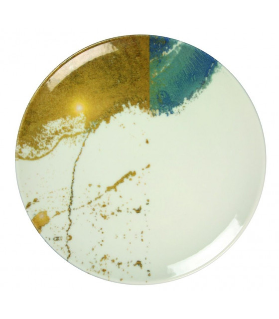 ASSIETTE PLATE SANS AILE Ø27CM DIONYSOS BLANC BLEU & OR SARREGUEMINES dans SARREGUEMINES