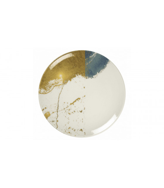 ASSIETTE PLATE SANS AILE Ø27CM DIONYSOS BLANC BLEU & OR SARREGUEMINES dans SARREGUEMINES