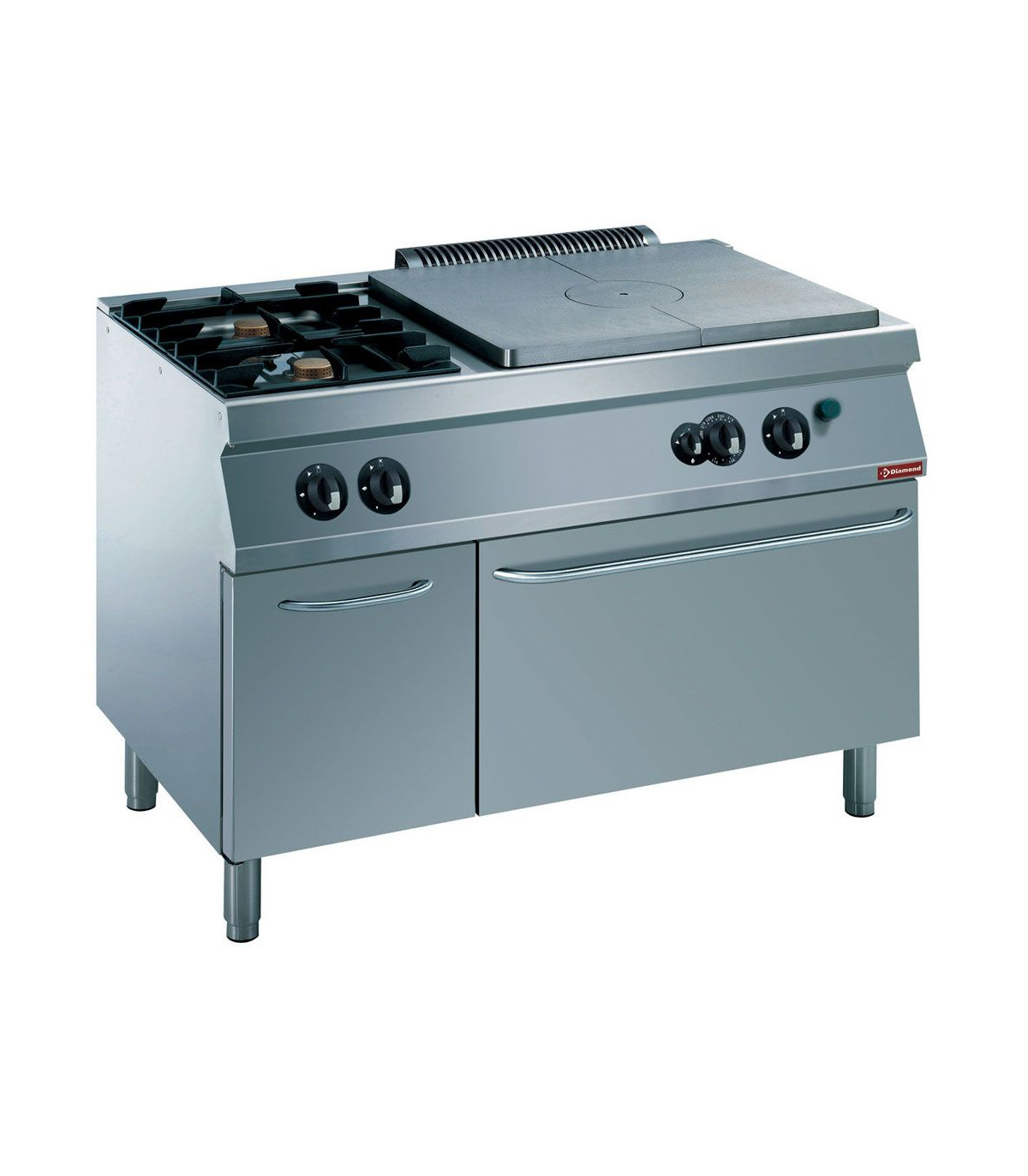 FOURNEAU 2 FEUX+ PLAQUE + FOUR GAZ GN2/1 + ARMOIRE NEUTRE MEDIUM 1700 DIAMOND dans GAZ