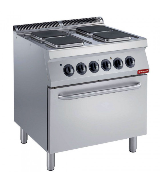 FOURNEAU 4 PLAQUES CARREES + FOUR GN2/1 + GRILL ELECTRIQUE MEDIUM 1700 DIAMOND dans ELECTRIQUE