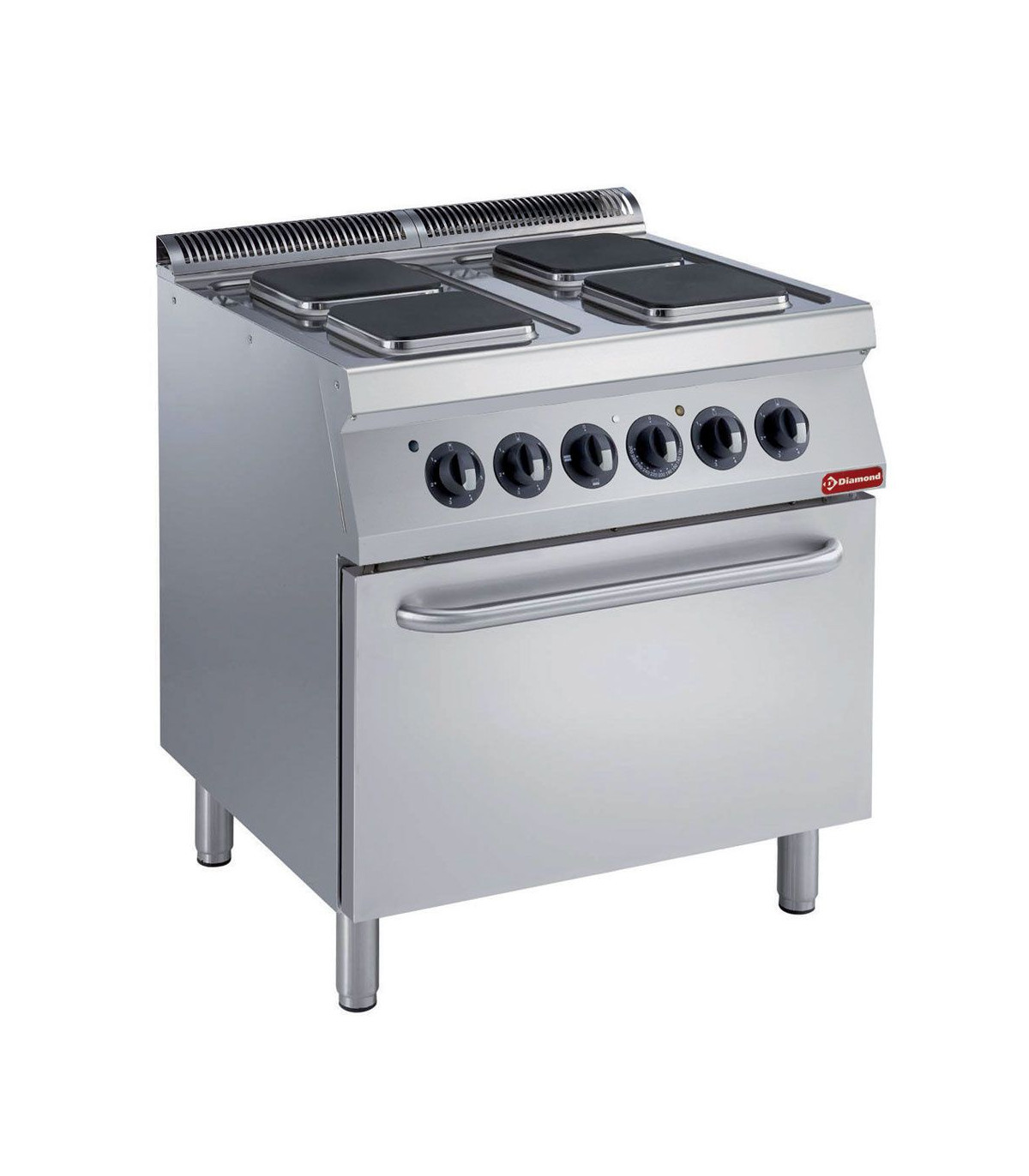 FOURNEAU 4 PLAQUES CARREES + FOUR GN2/1 + GRILL ELECTRIQUE MEDIUM 1700 DIAMOND dans ELECTRIQUE