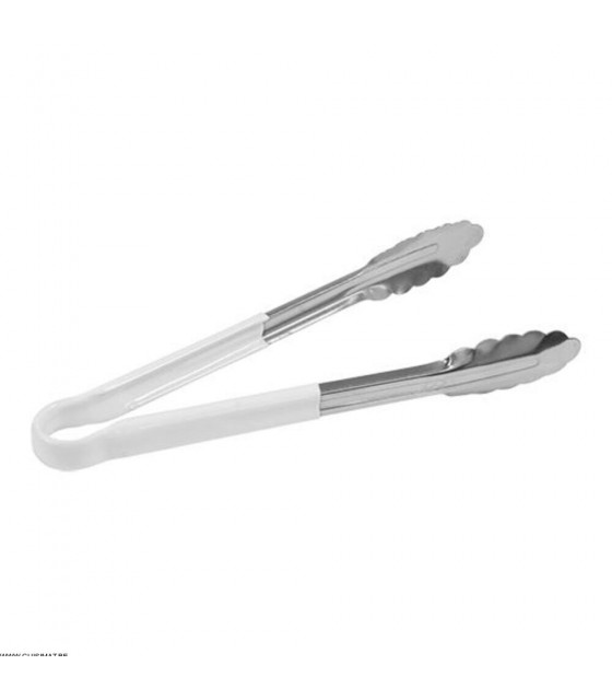 PINCE DE SERVICE 23CM AVEC POIGNEE EN PLASTIQUE BLANCHE dans USTENSILES DE SERVICE