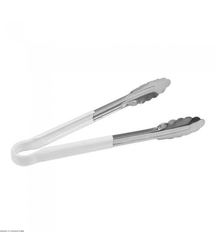 PINCE DE SERVICE 23CM AVEC POIGNEE EN PLASTIQUE BLANCHE dans USTENSILES DE SERVICE