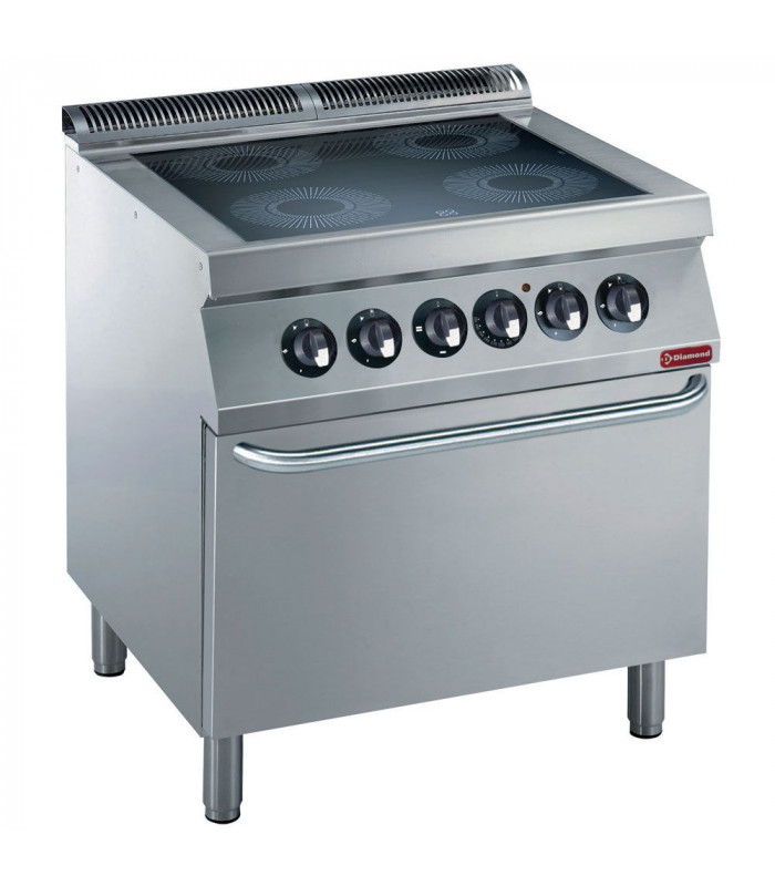 FOURNEAU ELECTRIQUE 4 PLAQUES VITROCERAMIQUE + FOUR ELEC. GN2/1 MEDIUM 1700 DIAMOND dans ELECTRIQUE