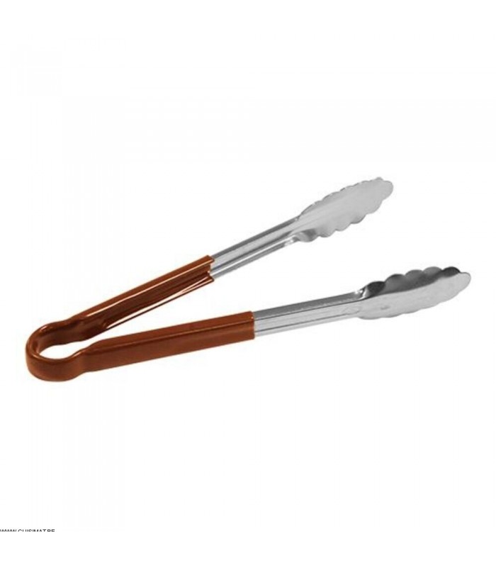 PINCE DE SERVICE 23CM AVEC POIGNEE EN PLASTIQUE BRUNE dans USTENSILES DE SERVICE