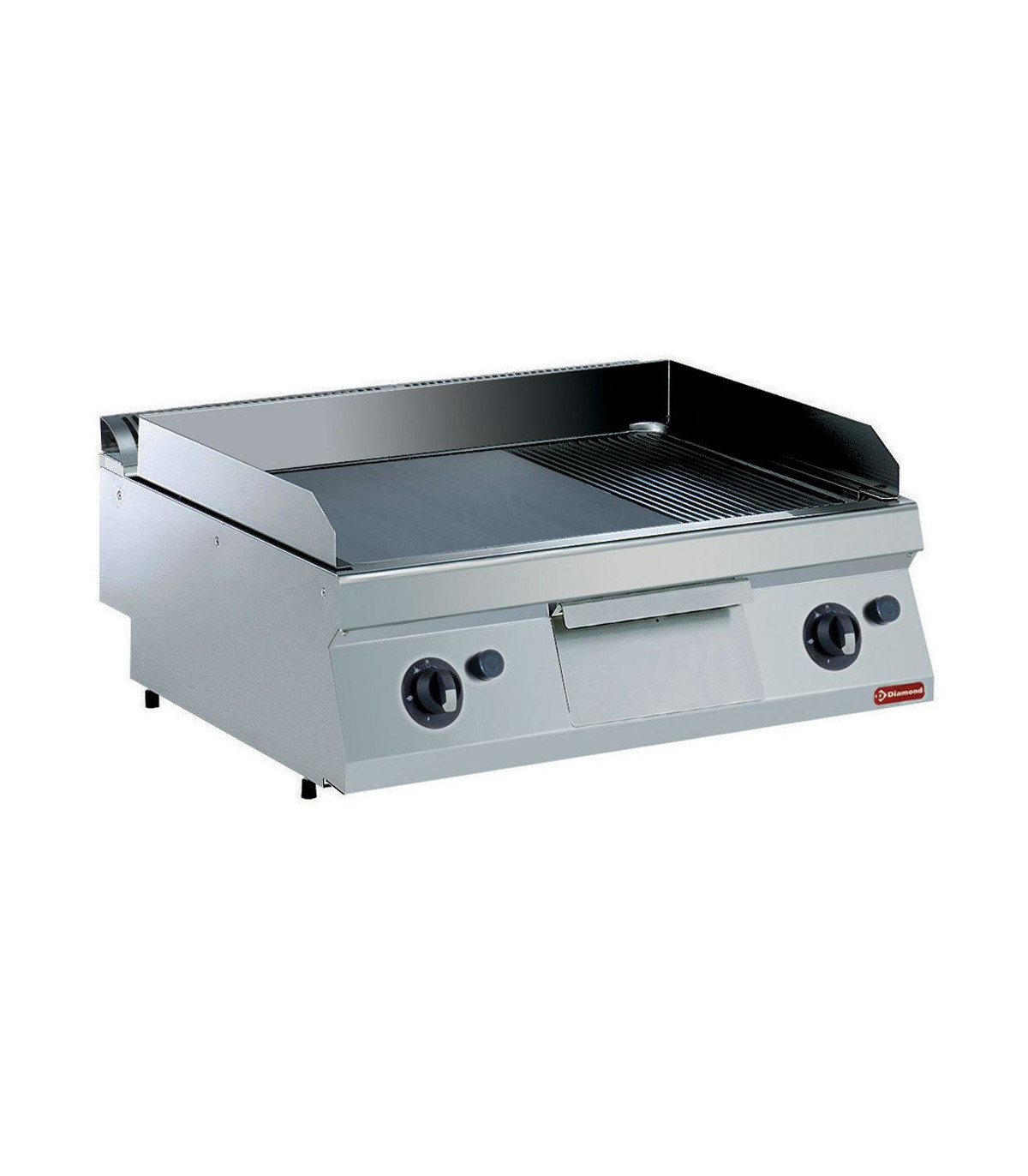 PLAQUE DE CUISSSON GAZ  2/3LISSE + 1/3 RAINUREE CHROME MEDIUM 1700 DIAMOND dans PLAQUE A SNACKER