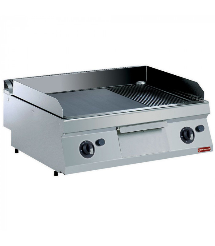 PLAQUE CUISSON GAZ 2/3 LISSE + 1/3 RAINUREE -TOP- DIAMOND dans PLAQUE A SNACKER