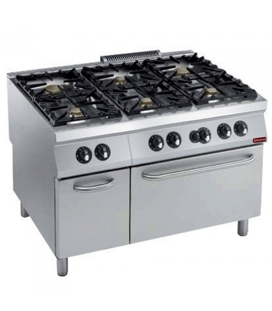 FOURNEAU 6 FEUX VIFS POWER + FOUR GAZ GN2/1+ARMOIRE MAXIMA 2200 DIAMOND dans GAZ