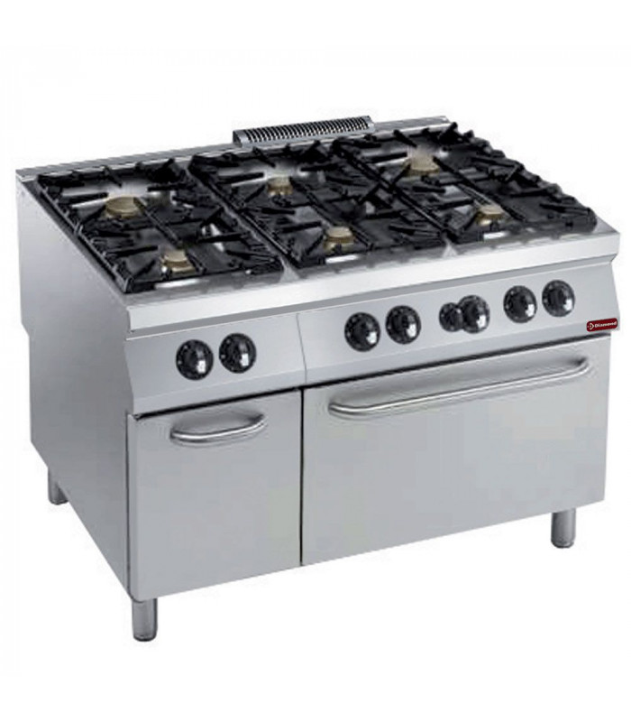 FOURNEAU 6 FEUX VIFS POWER + FOUR GAZ GN2/1+ARMOIRE MAXIMA 2200 DIAMOND dans GAZ