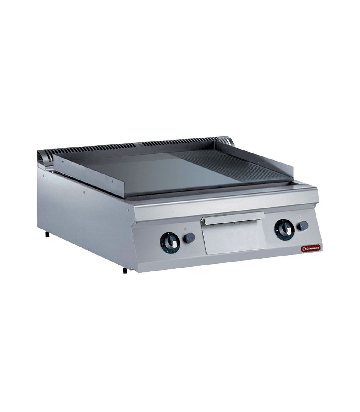 PLAQUE DE CUISSON GAZ 2/3 LISSE + 1/3 RAINUREE -TOP- 900 DIAMOND dans PLAQUE A SNACKER