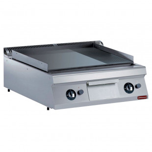 PLAQUE DE CUISSON GAZ 2/3 LISSE + 1/3 RAINUREE TOP CHROME 900 DIAMOND dans PLAQUE A SNACKER