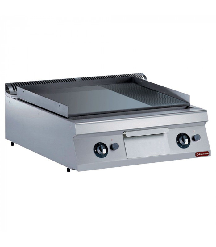 PLAQUE DE CUISSON GAZ 2/3 LISSE + 1/3 RAINUREE TOP CHROME 900 DIAMOND dans PLAQUE A SNACKER