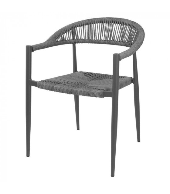 FAUTEUIL D'EXTERIEUR EN ROTIN PE TRESSE EDEN ANTHRACITE LOT DE 4 dans FAUTEUIL