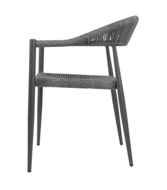 FAUTEUIL D'EXTERIEUR EN ROTIN PE TRESSE EDEN ANTHRACITE LOT DE 4 dans FAUTEUIL