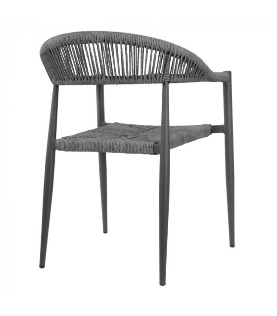 FAUTEUIL D'EXTERIEUR EN ROTIN PE TRESSE EDEN ANTHRACITE LOT DE 4 dans FAUTEUIL