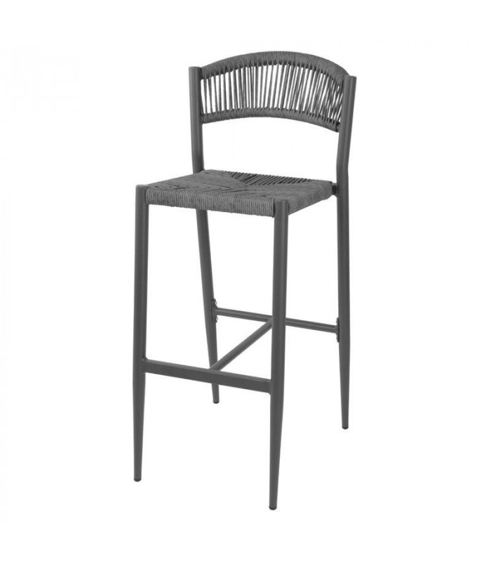 TABOURET DE BAR D'EXTERIEUR EN ROTIN PE TRESSE EDEN ANTHRACITE LOT DE 2 dans TABOURET