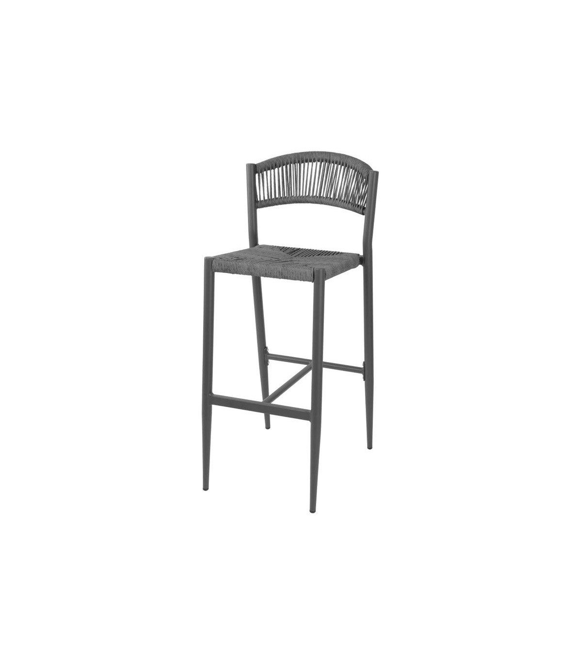 TABOURET DE BAR D'EXTERIEUR EN ROTIN PE TRESSE EDEN ANTHRACITE LOT DE 2 dans TABOURET