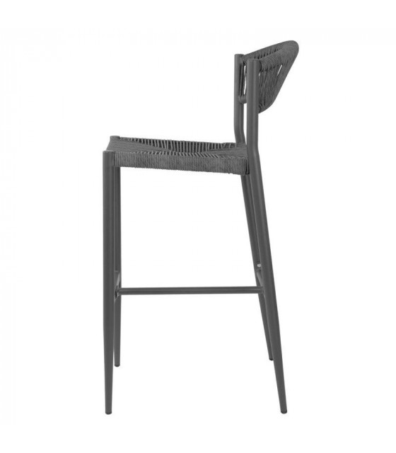 TABOURET DE BAR D'EXTERIEUR EN ROTIN PE TRESSE EDEN ANTHRACITE LOT DE 2 dans TABOURET