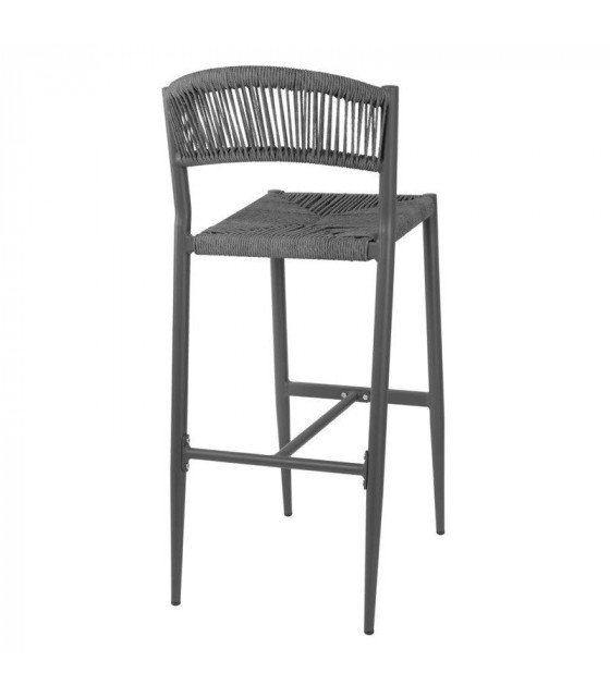 TABOURET DE BAR D'EXTERIEUR EN ROTIN PE TRESSE EDEN ANTHRACITE LOT DE 2 dans TABOURET