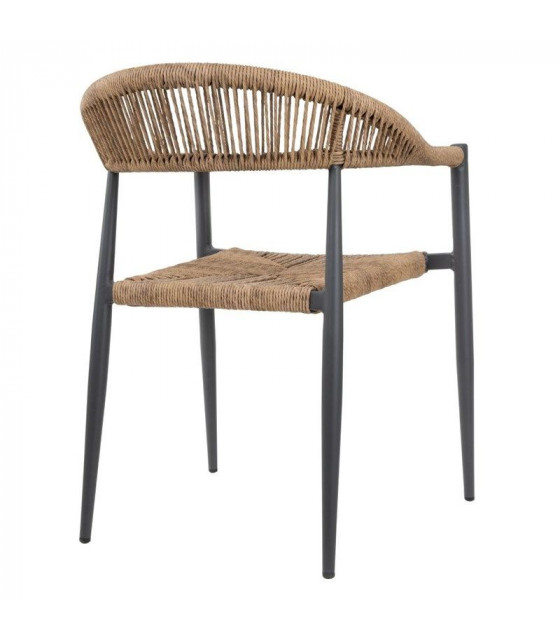 FAUTEUIL D'EXTERIEUR EN ROTIN PE TRESSE EDEN NATUREL LOT DE 4 dans FAUTEUIL
