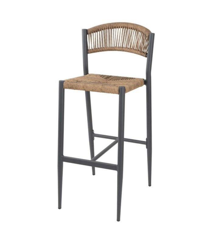 TABOURET DE BAR D'EXTERIEUR EN ROTIN PE TRESSE EDEN NATUREL LOT DE 2 dans TABOURET