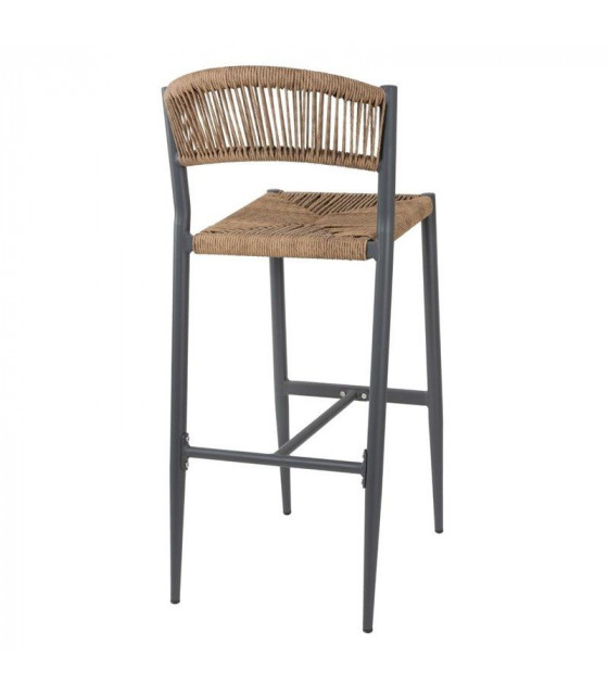 TABOURET DE BAR D'EXTERIEUR EN ROTIN PE TRESSE EDEN NATUREL LOT DE 2 dans TABOURET